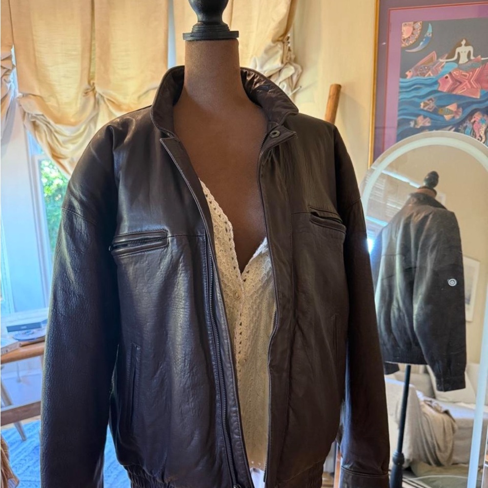 Dior Classic Brown Leather Bomber Jacket